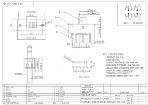 SS-42F01 Interrupteur à glissière 4PDT DIP trou traversant broche PC horizontale