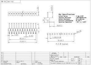 Custom Single Row 1.0mm Pitch Pin Header Through Hole Right Angle