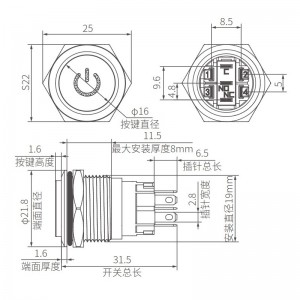 Custom 19mm Push Button Switch Self Lock Non Lock