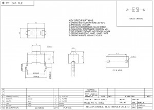 TC-00302 3,5*6 Interruptor tátil SPST-NO tipo DIP vertical atuado pelo orifício passante superior