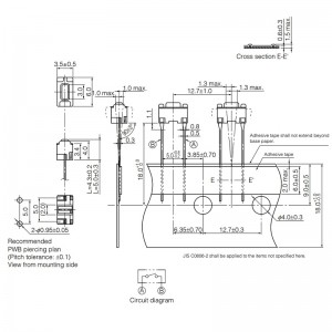 TC-00303A 6 × 3,5 mm Tastschalter 12 V 0,05 A SPST-NO Oben betätigtes Durchgangsloch