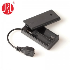 2 AA Battery Holder with USB Type A Jack