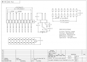 Custom 2 Row Pin Header 2.54mm Pitch Surface Mount Right Angle