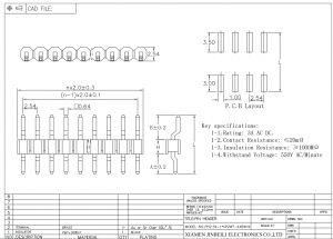 Custom Single Row Pin Header 2.54mm Pitch Surface Mount Right Angle