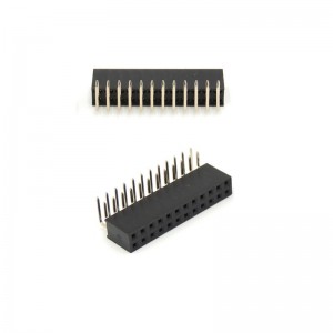 Custom Dual Row 2.54mm Female Header Connector THT Right Angle