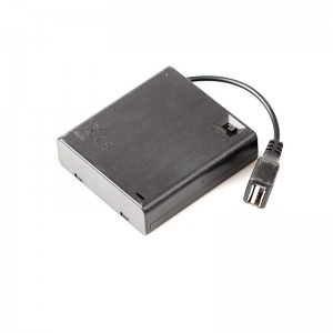 4 AA Battery Holder with USB Type A Female Connector