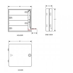 4 AA Battery Holder Case Box Wire Lead