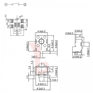 6.3*4.9 mm Tactile Switch SMD Side Actuated