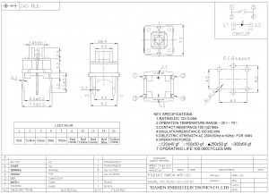 TD02-1D 6mm*6mm*9mm Interruptor tátil iluminado com mais de 100.000 ciclos de vida útil operacional e cores led podem ser personalizadas