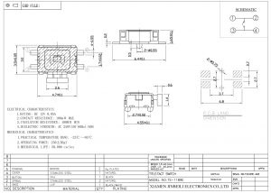 TS-1189E 6,4 × 3,5 mm Interruptor tátil 4 pinos montagem em superfície asa de gaivota DC12V 0,05A