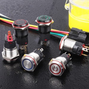 Custom IP65 Waterproof Illuminated 16mm Metal Push Button Switch