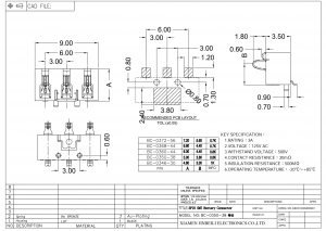 BC-0350-38 Connecteur de contact de batterie à ressort 3 broches SMD à angle droit