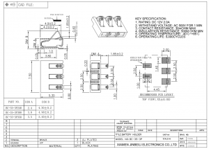 BC-35-3P300 Custom Spring Battery Connector 3 Position SMT