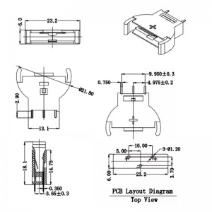 CR2032 Coin Cell holder Through Hole