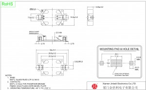 CR2032-6S Suporte para bateria tipo moeda SMT