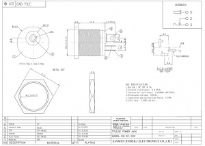 DC-022 Conector de alimentação CC para montagem em painel Conjunto de cabos
