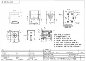 Conector de alimentação DC-528 2,5mm DC Jack Barrel DC20V 10A PJ-082BH
