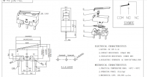 DM1-01P-141-035 Snap Acting Switch SPDT Through Hole Lever Leaf Limit Switch PC Pin