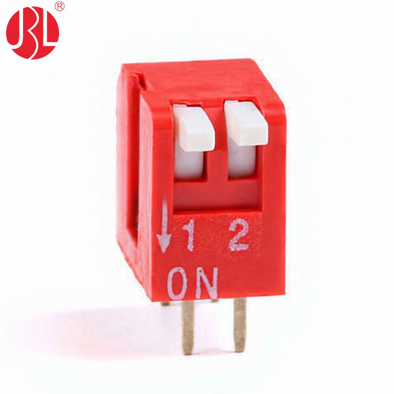 2.54mm Pitch DIP Switch 2way Piano Actuators Through Hole Right Angle
