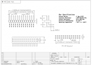 Custom 2 Row Pin Header 1.0mm Pitch DIP Through Hole Right Angle