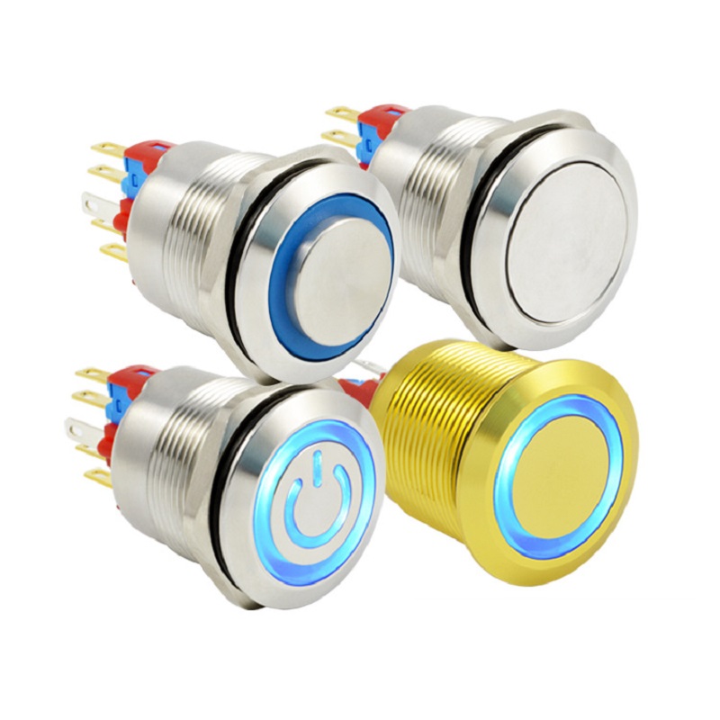 PLM22-12M-F-NNN-S0 Metal push button switch SPST OD22mm lock or non-lock with LED  momentary led metal  push button switch