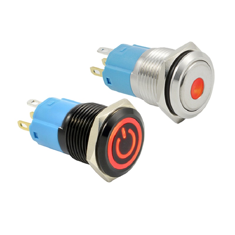 SPDT Metal Pushbutton Switch OD 16mm IP65 Waterproof Push Button Switch Custom LED Etching Manufacturer