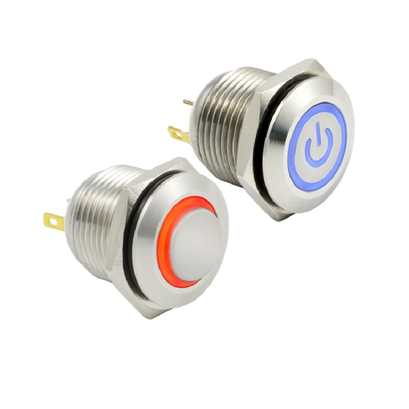 JINBEILI PLM16-11M-F-RU3-S0 Metal micro push button elevator  light switch SPDT OD16mm lock or non-lock with LED
