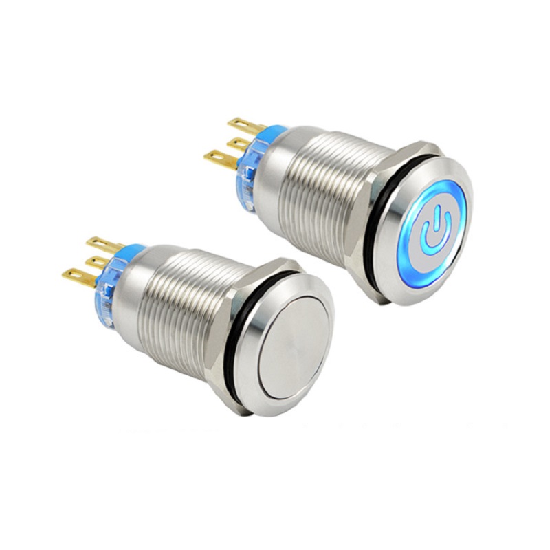 JINBEILI PLM19-11M-F-DR6-S4-S Metal emergency stop tactile push button wall switch SPST,OD19mm lock or non-lock with LED