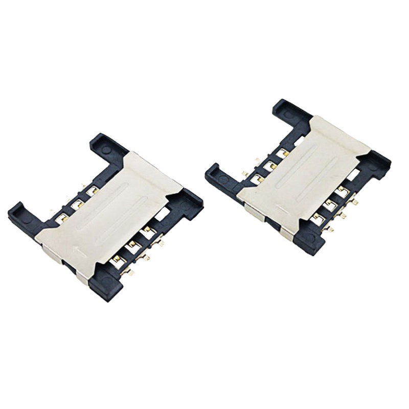 Push-Pull SMT SIM Card Connector 6PIN Height 1.8mm Push Pull