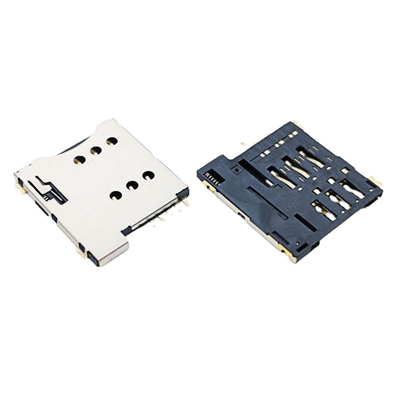 Micro SIM connector Push-push 6Pin Micro Sim Card socket H1.35 SMT type double usesd sim card connector