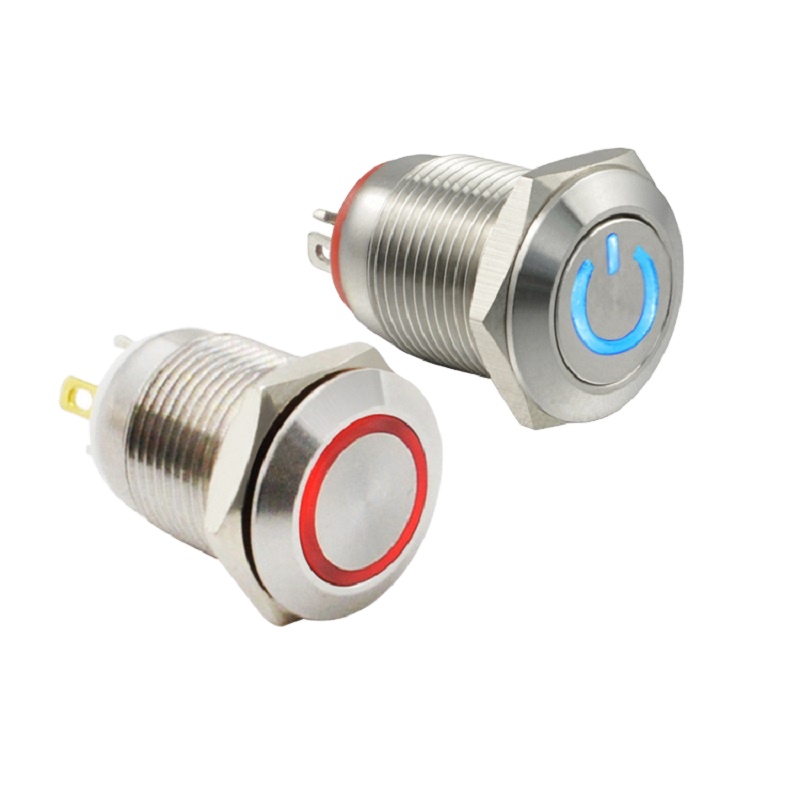 JINBEILI PLM12-11M-F-NNN-S0 Metal momentary waterproof emergency  push button switch SPST OD12mm lock or non-lock with LED
