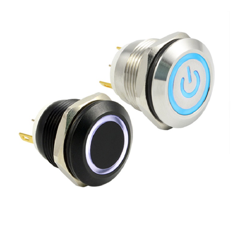 JINBEILI PLM19-11M-F-PG3-S0 Metal push  cord button switch waterproof box SPST OD19mm lock or non-lock with LED