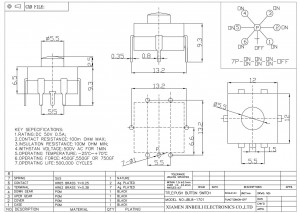 JBL8-1701 ON-ON-ON-OFF Push Button Switch 12x12mm Through Hole DIP Vertical