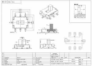 MS-22D38 Мини-ползунковый переключатель DPDT SMT Вертикальный