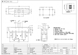 MS-23D18 Mini-Schiebeschalter DP3T DIP Durchgangsloch horizontal