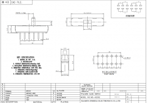 MS-42D02 Mini Slide Switch 4PDT DIP Через горизонтальное отверстие