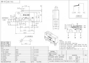 Interruptor detector MSS0500A através do orifício de solda Interruptor de ação instantânea Microinterruptor