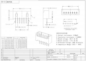 MX1.25 board to wire Connector Header through hole vertical DIP 2pin to 16pin