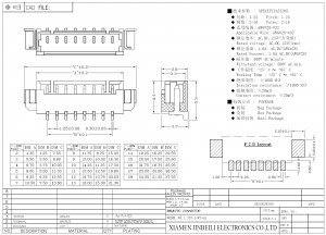 MX1.25 wire to board Connector Header Surface Mount right angle SMT