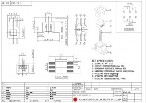 PB-22E60SH7.3 5,8 × 5,8 mm Interruptor de botão DPDT montagem em superfície