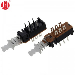 PBS-22H03 DPDT Push Button Switch THT Hole Right Angle