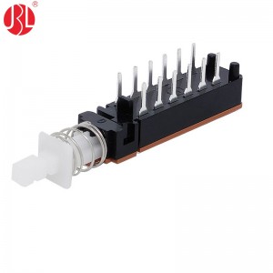 PBS-42H01L-F18 Push Button Switch 4PDT Through Hole Right Angle