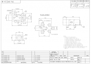 PJ-209 2,5-mm-Stereobuchse, SMD, 5-polig, DC, 12 V, 1 A, Audiobuchse SJ2-25103B-SMT-TR