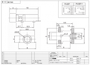 PJ-227 2,5-mm-Audiobuchse, SMD, 6-polig, DC, 12 V, 1 A, Stereobuchse, SJ2-25954D-SMT-TR, SJ2-25954C-SMT-TR
