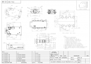 Prise audio SMD PJ-242C Prise stéréo 6 broches de surface de montage intermédiaire de 2,5 mm