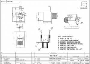 PJ-301M 3,5-mm-Audiobuchse Schalttafeleinbau DC12V 1A Stereobuchse MJ-3507