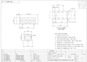 PJ-313E Audiobuchse 3,5 mm SMD 8-Pin DC12V 1A Stereobuchse