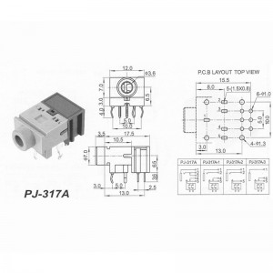 PJ-317A Prise audio 3,5 mm Prise stéréo DC12V 1A DIP SJ-3581NG