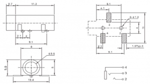 Telefonbuchse 3,50 mm SMD 3-polig DC 30 V 0,5 A Audiobuchse 3,5 mm PJ-320B
