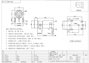Prise stéréo 3,5 mm à travers le trou 5 broches DC12V 1A Prise audio 3,5 mm PJ-322